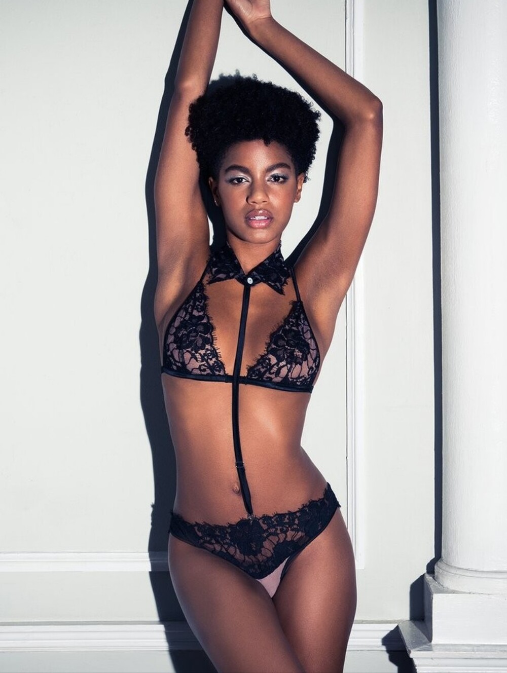 Fleur du Mal X Kilian Scented Black Lace Strappy Bra & Panty Set Medium